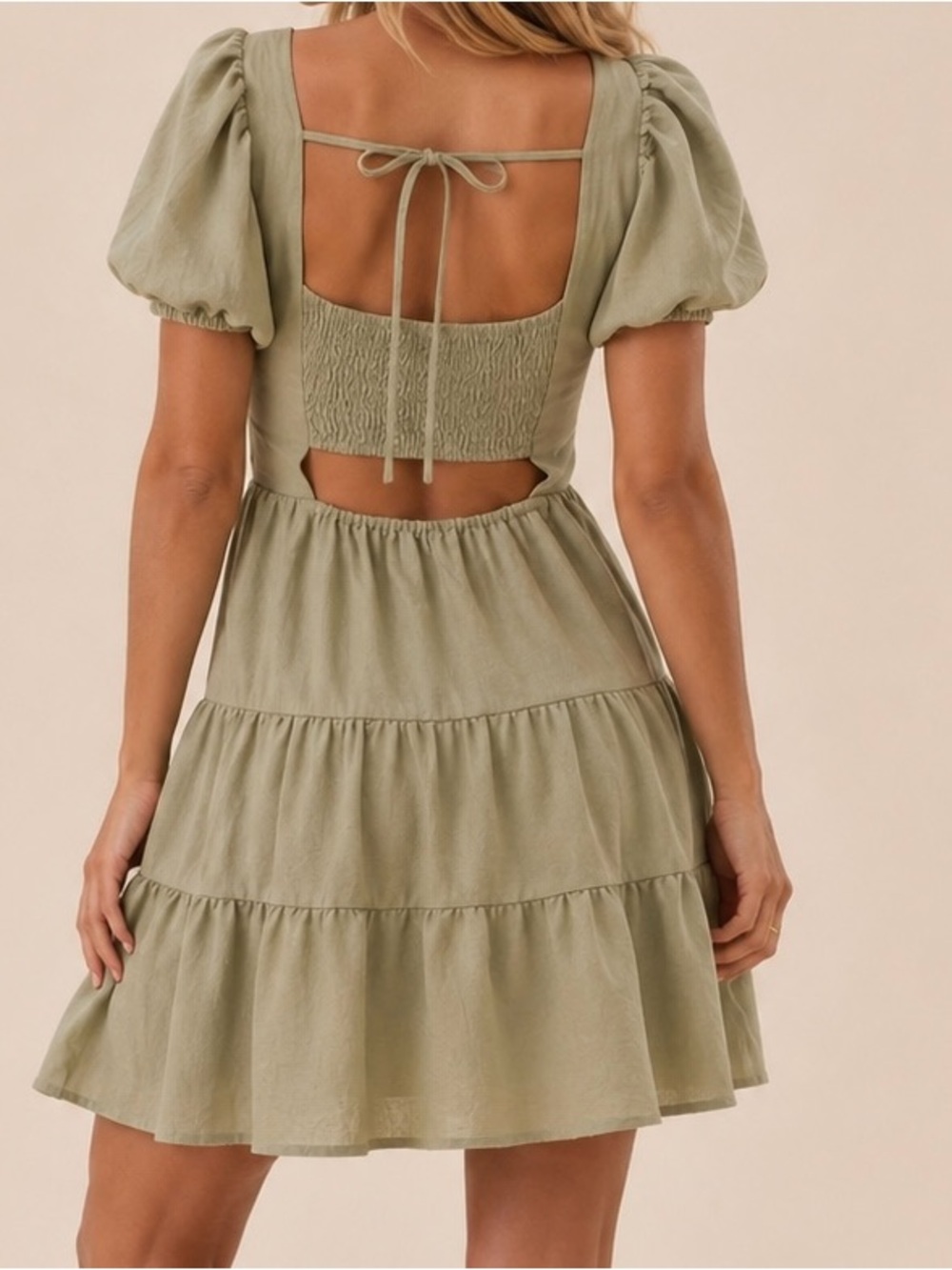 NEW Altar’d State Green Puff Sleeve Mini Dress Size 2XL NWT - Picture 2 of 5